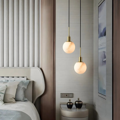 Minimalistic Alabaster White Bell Globe Pendant Light