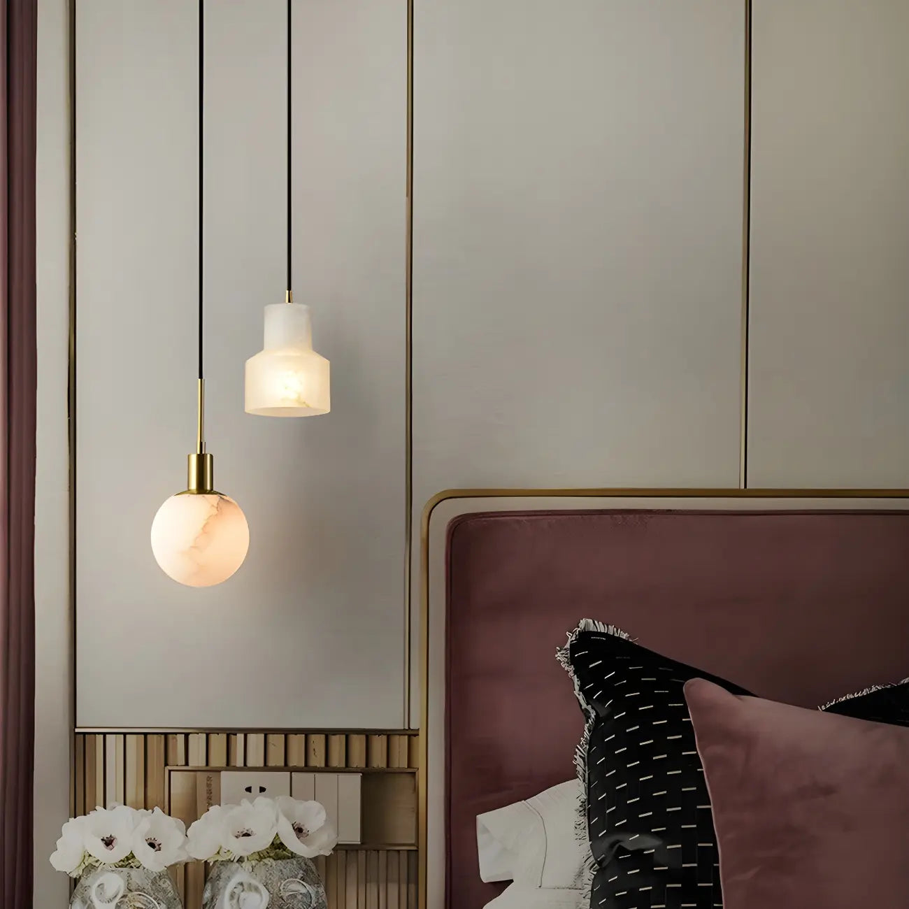 Minimalistic Alabaster White Bell Globe Pendant Light