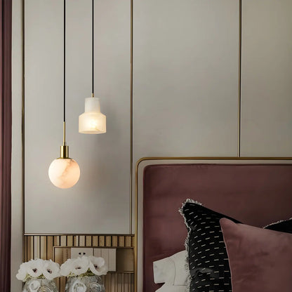 Minimalistic Alabaster White Bell Globe Pendant Light