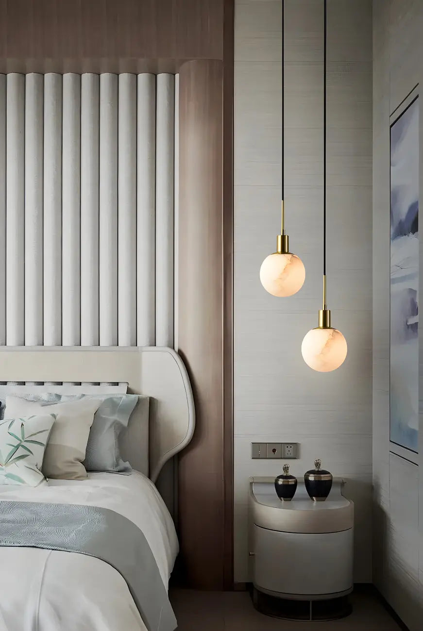 Minimalistic Alabaster White Bell Globe Pendant Light