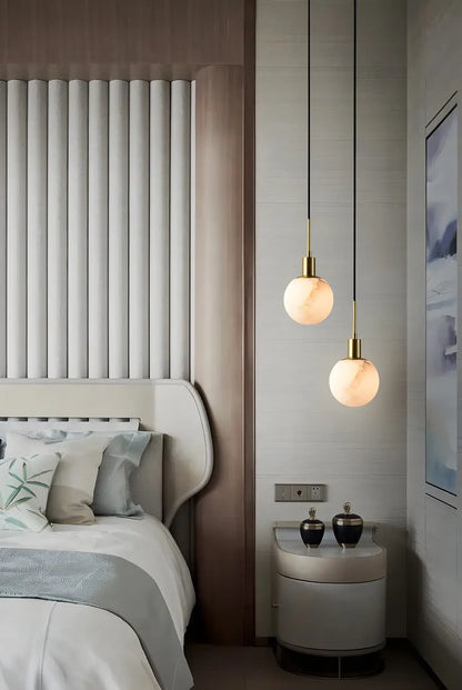 Minimalistic Alabaster White Bell Globe Pendant Light