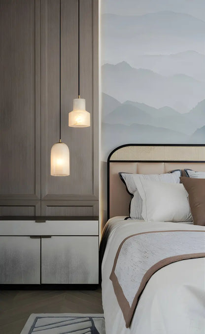 Minimalistic Alabaster White Bell Globe Pendant Light
