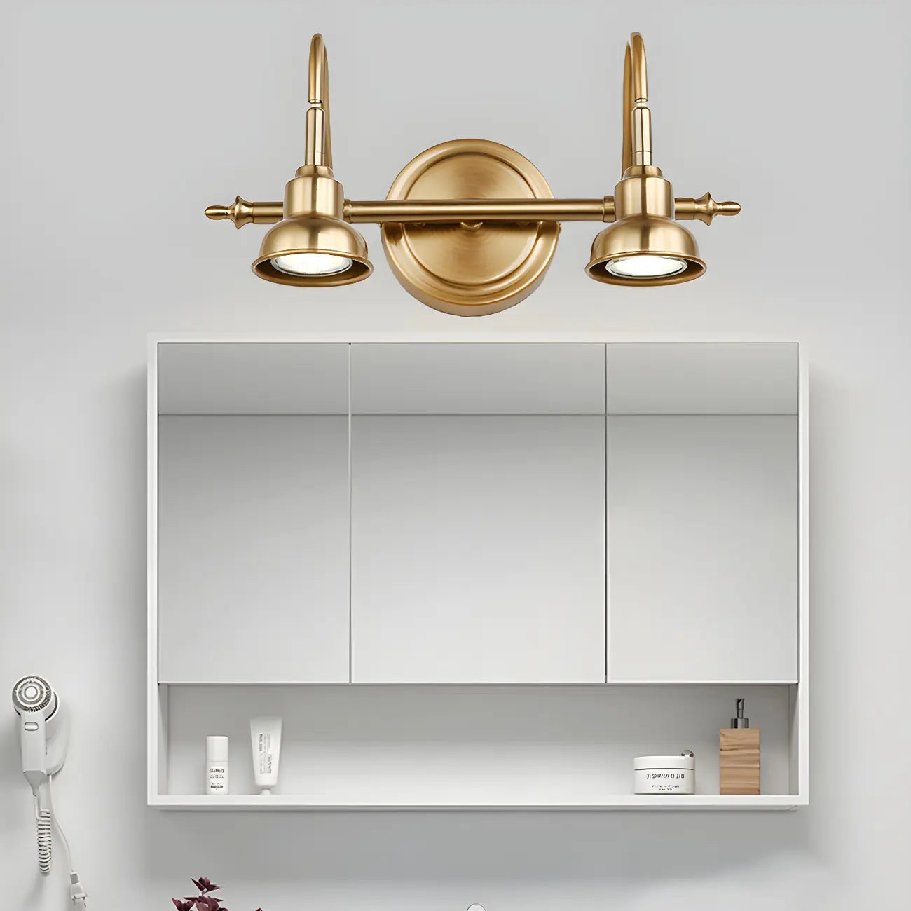 Minimalist Brass LED Vanity Light with Subdued Light for Bathroom