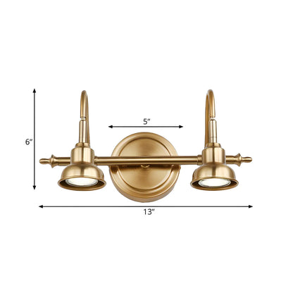 Minimalist Brass LED Vanity Light with Subdued Light for Bathroom