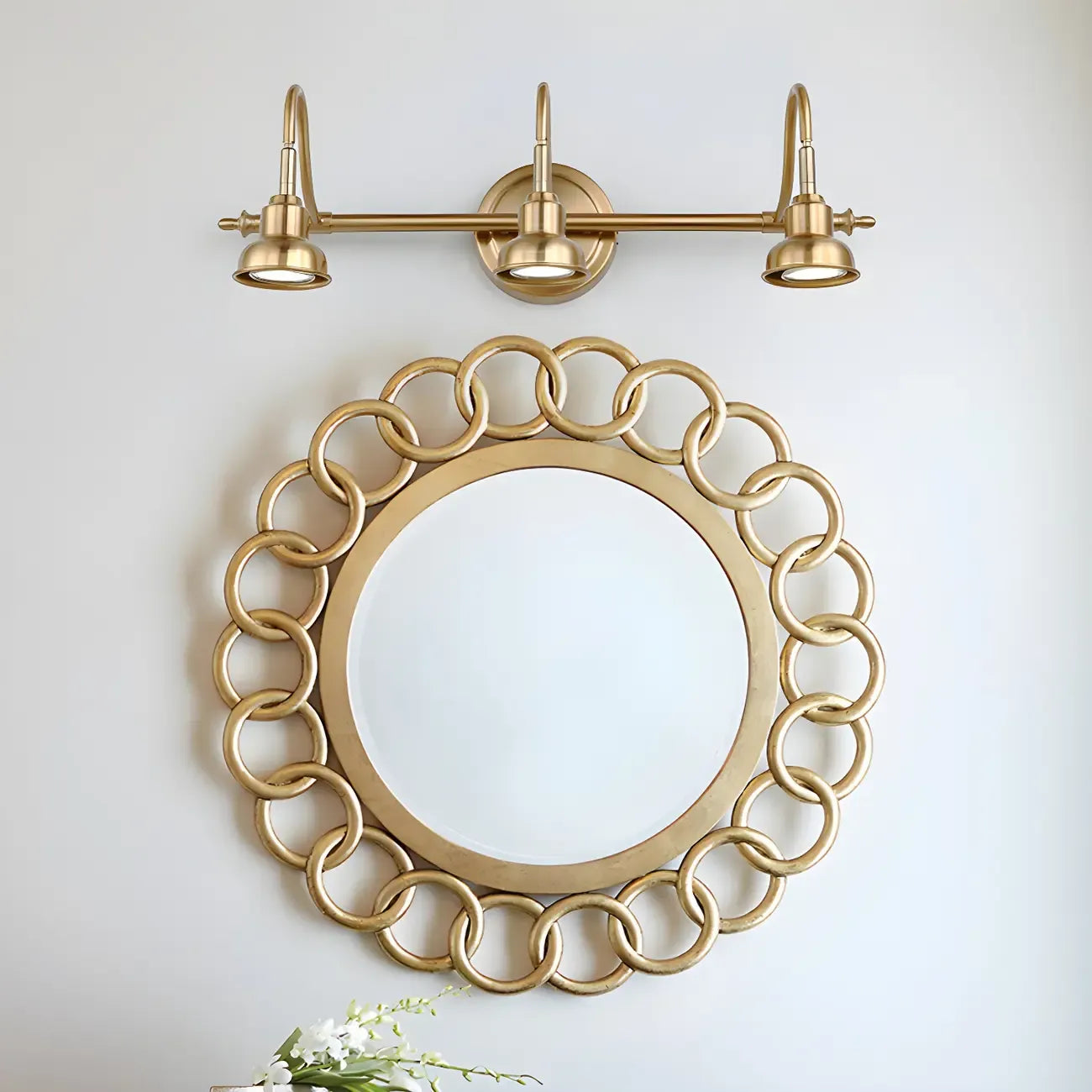 Minimalist Brass LED Vanity Light with Subdued Light for Bathroom