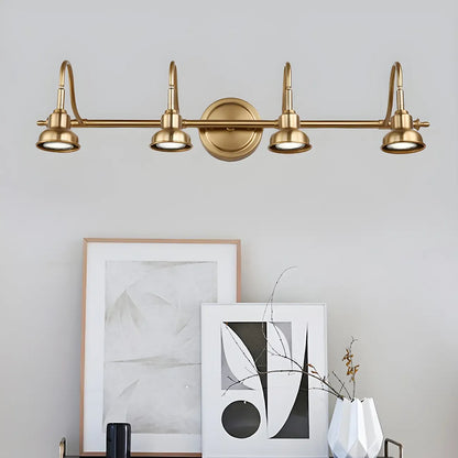 Minimalist Brass LED Vanity Light with Subdued Light for Bathroom
