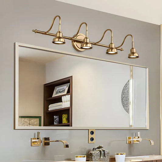 Minimalist Brass LED Vanity Light with Subdued Light for Bathroom