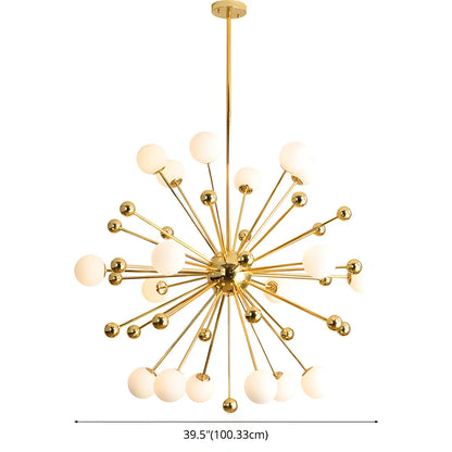 Modern Gold Sphere Sputnik Chandelier with White Glass Shade