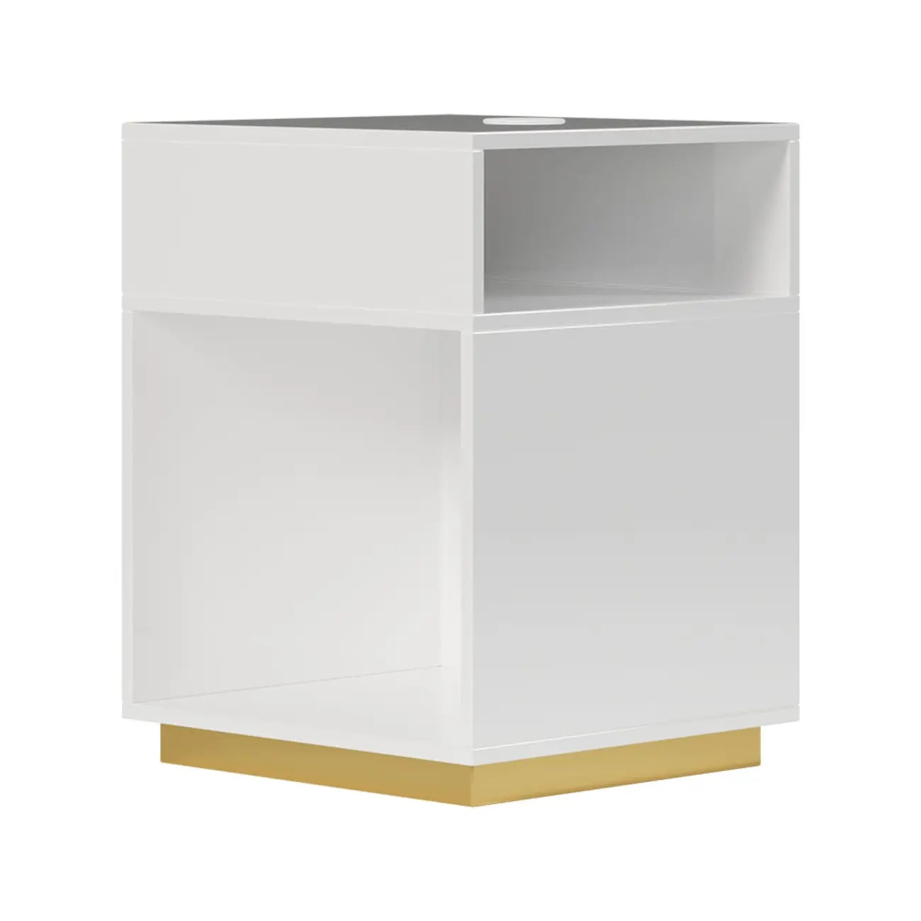Compact White Wooden Cube Side Table with Open Shelf