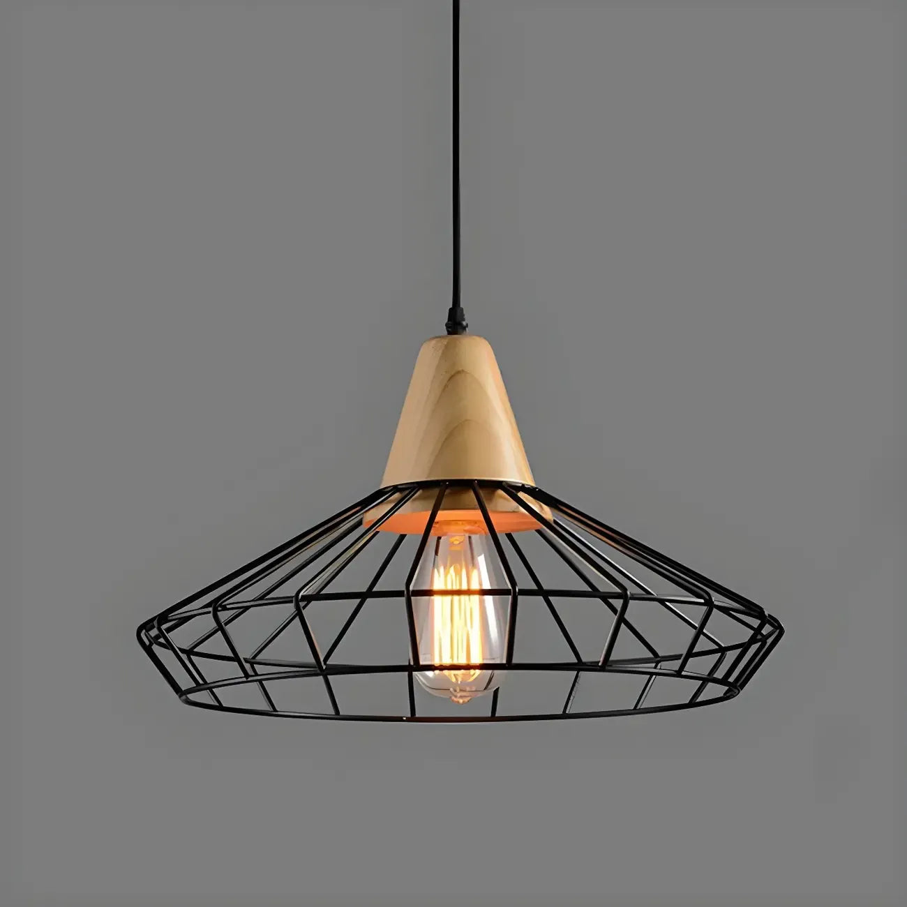 Industrial Black Caged Pendant Lamp for Kitchen Lighting