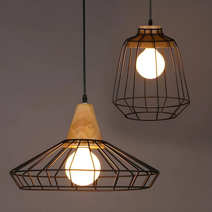 Industrial Black Caged Pendant Lamp for Kitchen Lighting