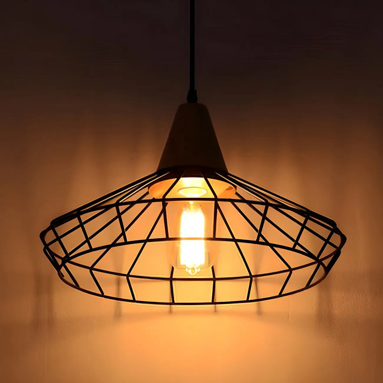 Industrial Black Caged Pendant Lamp for Kitchen Lighting