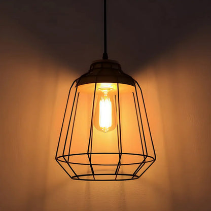 Industrial Black Caged Pendant Lamp for Kitchen Lighting