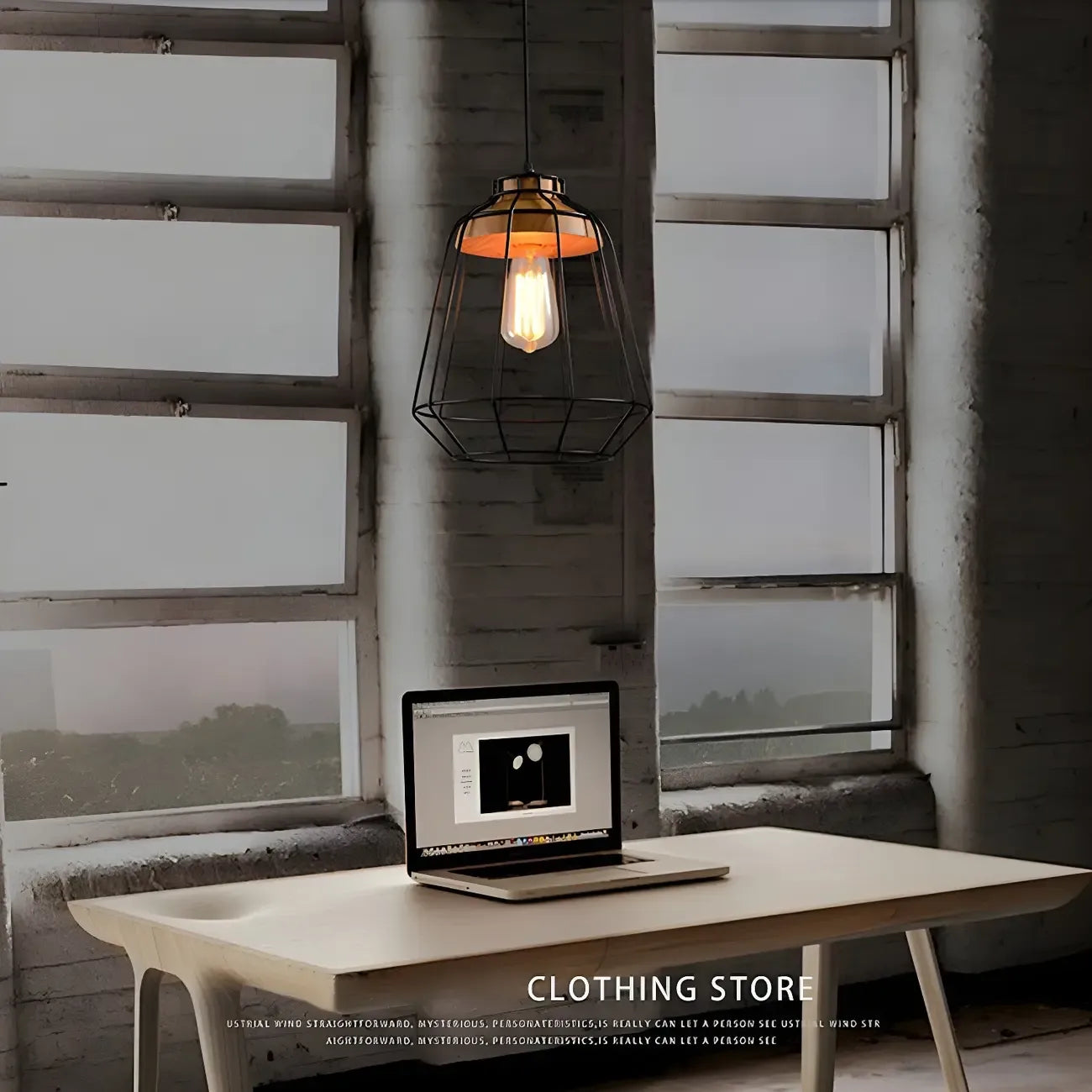 Industrial Black Caged Pendant Lamp for Kitchen Lighting