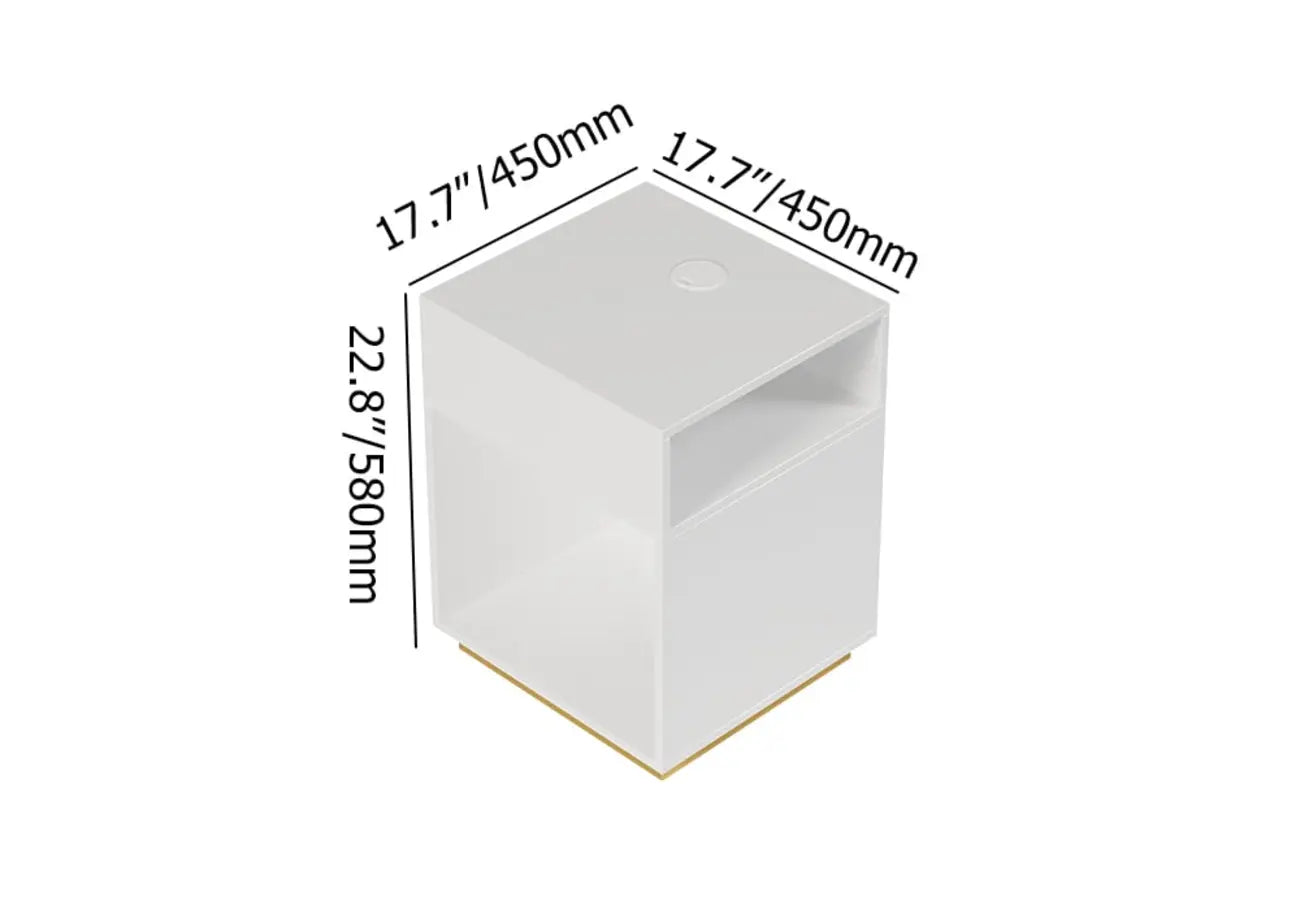 Compact White Wooden Cube Side Table with Open Shelf