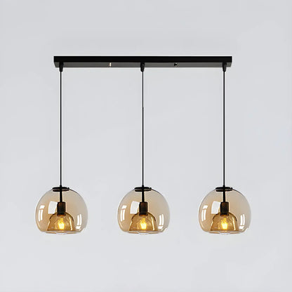 Modern Black Glass Globe Kitchen Pendant Light for Dining