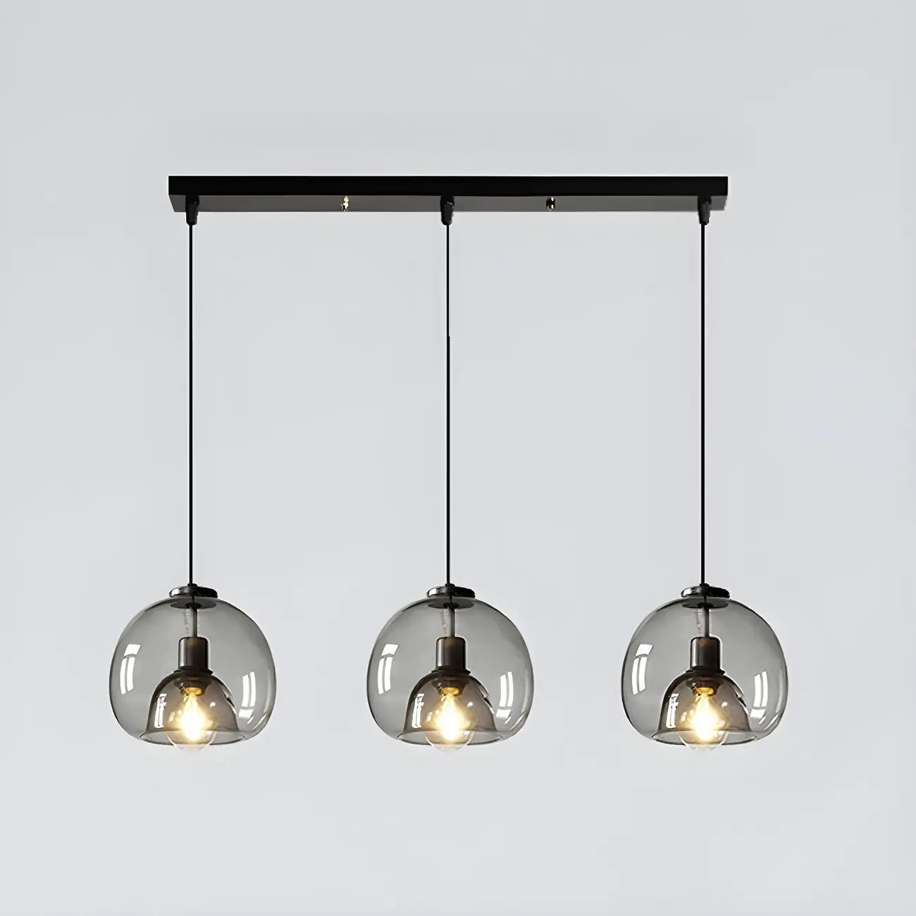 Modern Black Glass Globe Kitchen Pendant Light for Dining