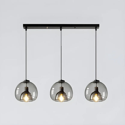 Modern Black Glass Globe Kitchen Pendant Light for Dining