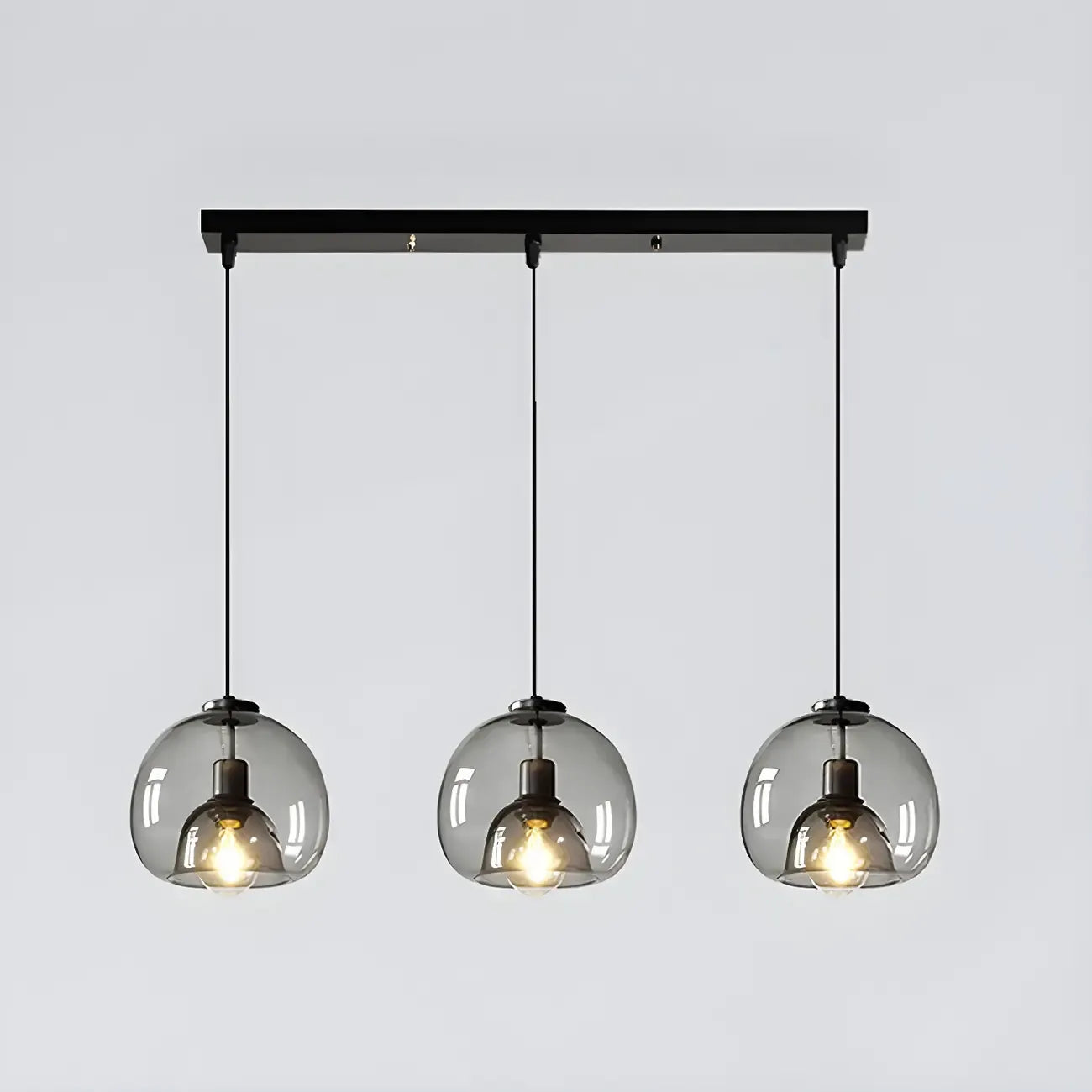 Modern Black Glass Globe Kitchen Pendant Light for Dining