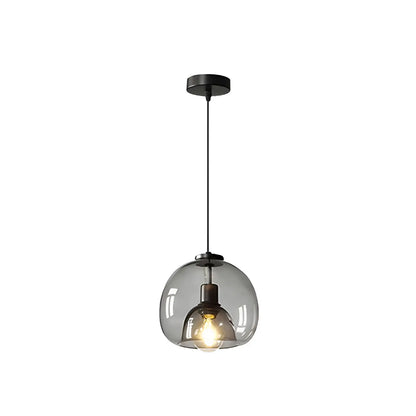 Modern Black Glass Globe Kitchen Pendant Light for Dining