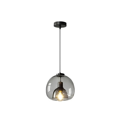 Modern Black Glass Globe Kitchen Pendant Light for Dining