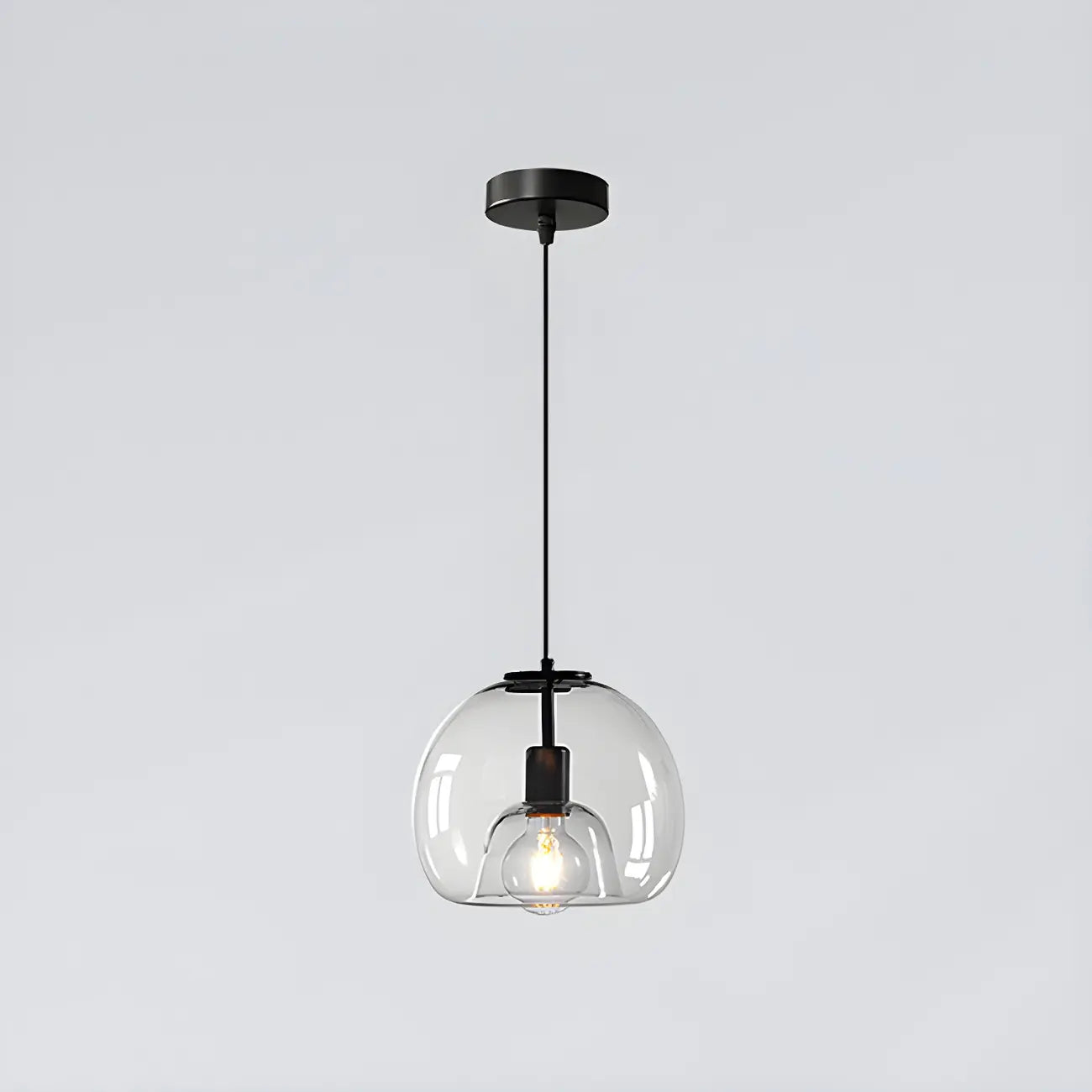 Modern Black Glass Globe Kitchen Pendant Light for Dining
