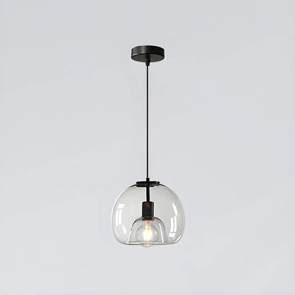 Modern Black Glass Globe Kitchen Pendant Light for Dining