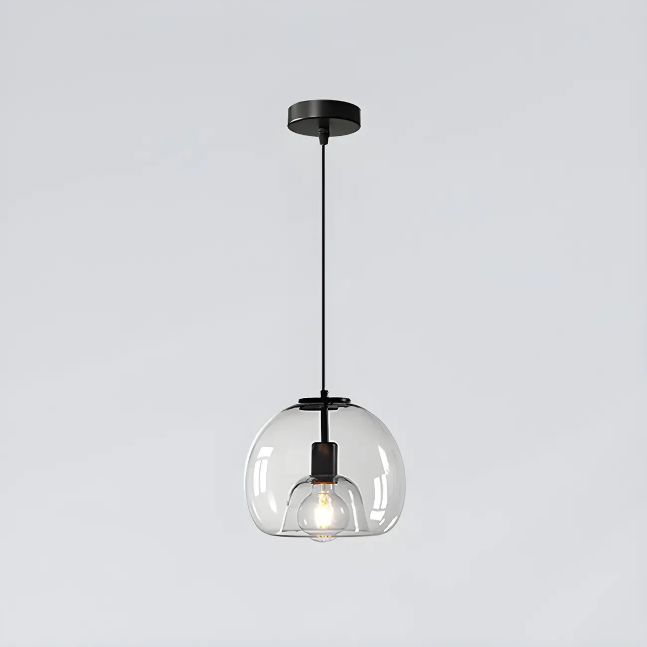 Modern Black Glass Globe Kitchen Pendant Light for Dining