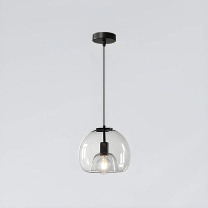 Modern Black Glass Globe Kitchen Pendant Light for Dining