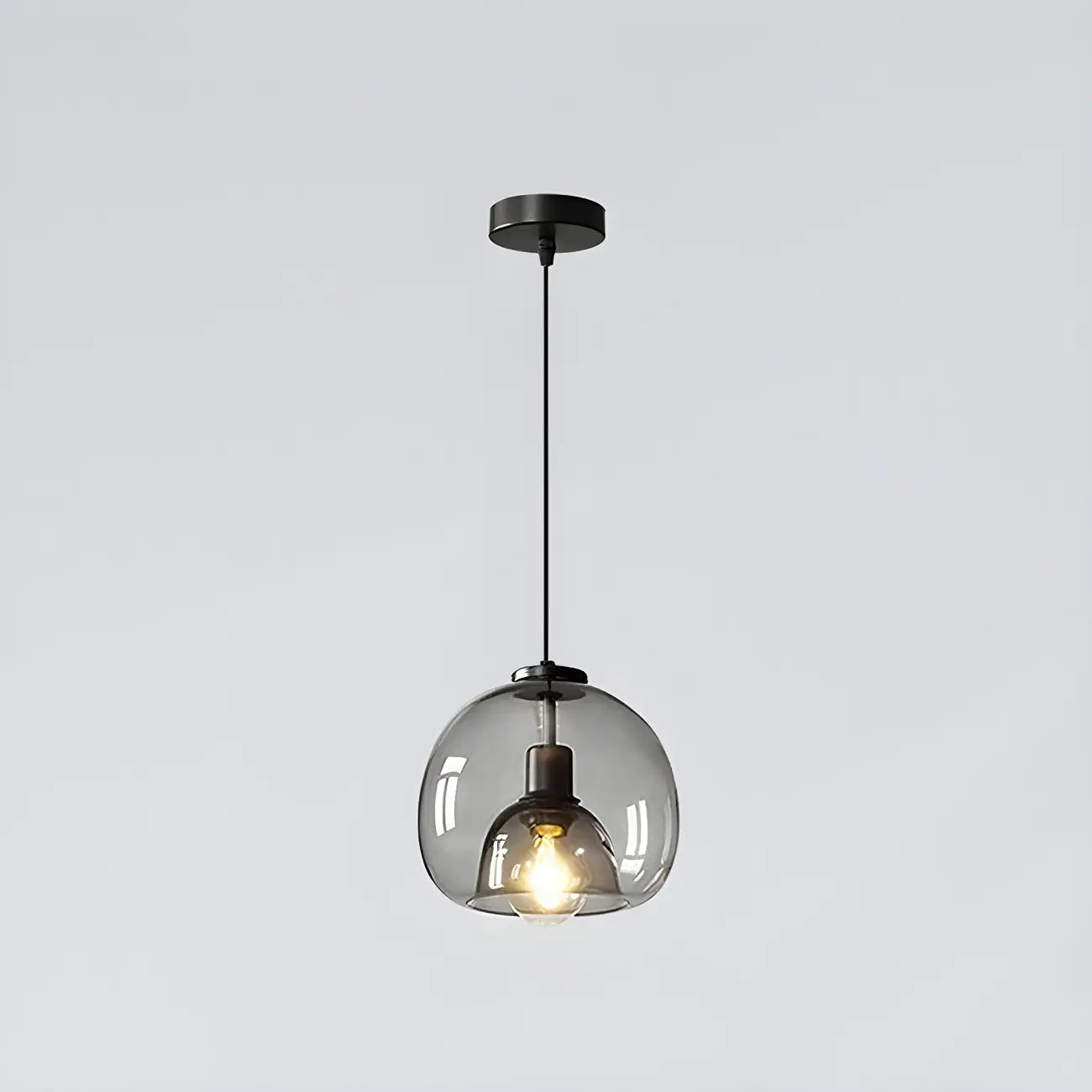 Modern Black Glass Globe Kitchen Pendant Light for Dining