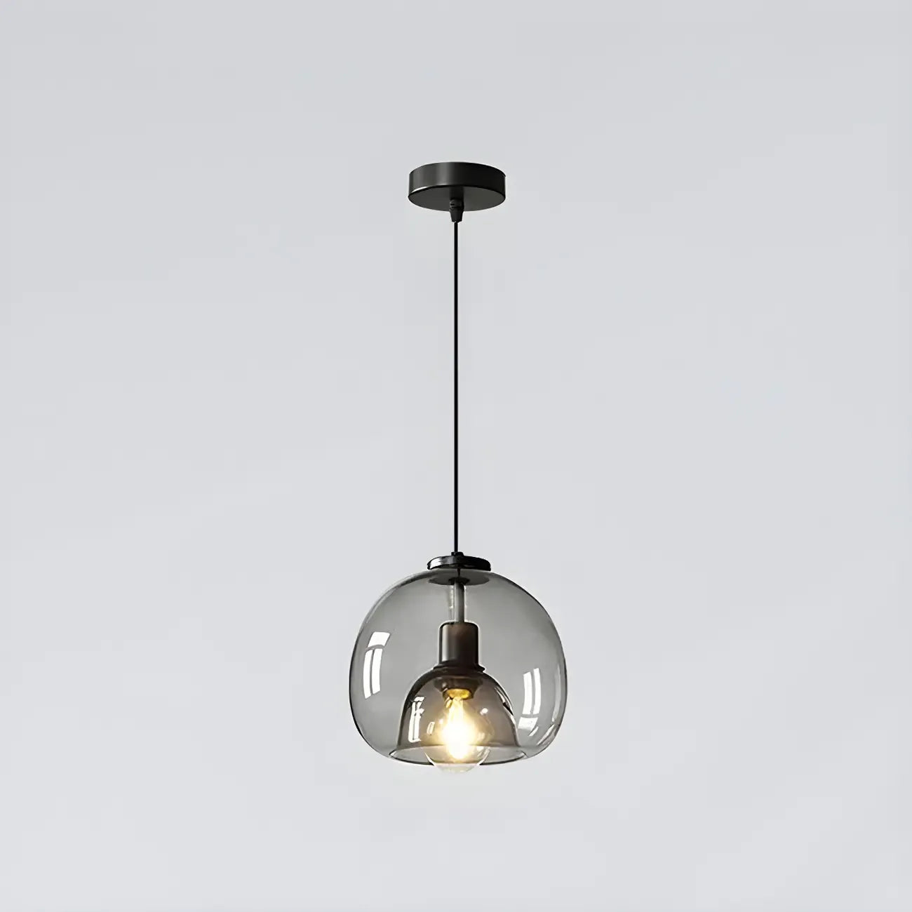 Modern Black Glass Globe Kitchen Pendant Light for Dining