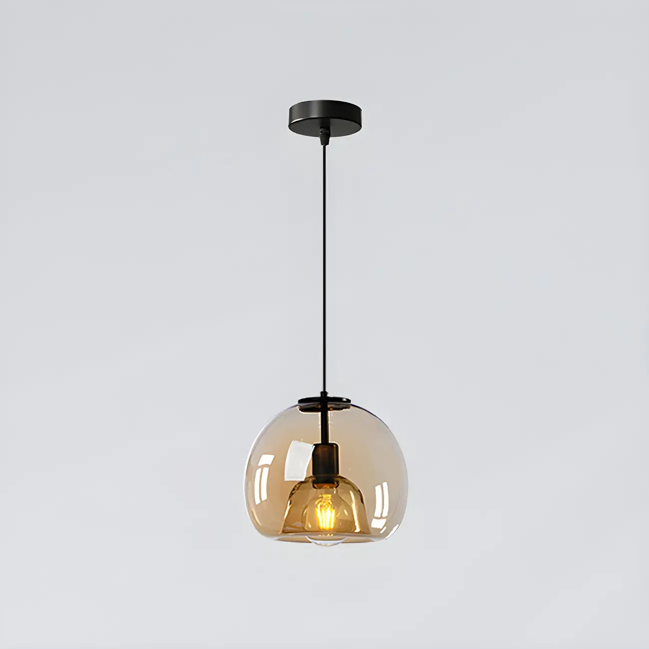 Modern Black Glass Globe Kitchen Pendant Light for Dining