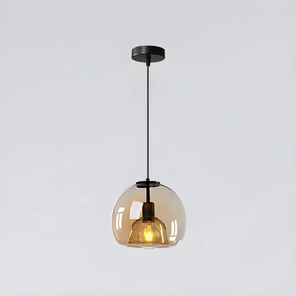 Modern Black Glass Globe Kitchen Pendant Light for Dining