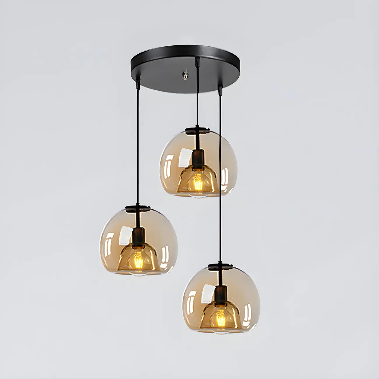 Modern Black Glass Globe Kitchen Pendant Light for Dining