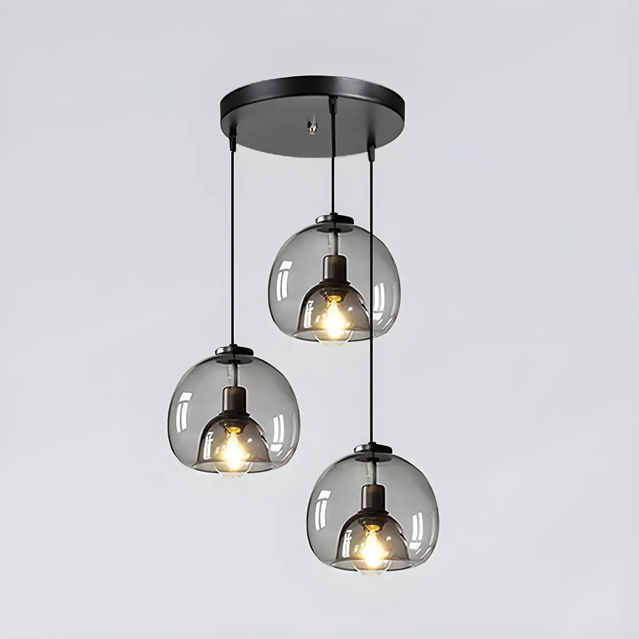 Modern Black Glass Globe Kitchen Pendant Light for Dining