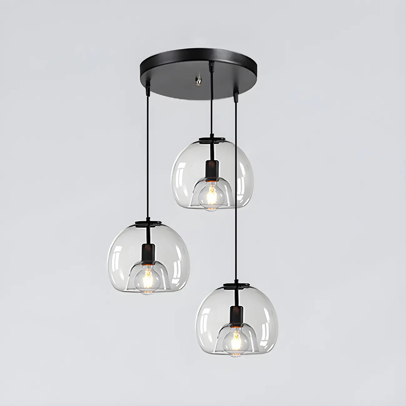 Modern Black Glass Globe Kitchen Pendant Light for Dining