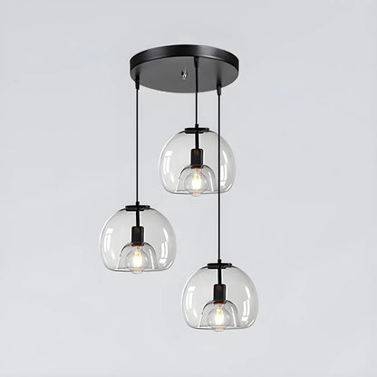Modern Black Glass Globe Kitchen Pendant Light for Dining