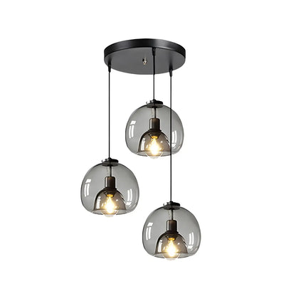 Modern Black Glass Globe Kitchen Pendant Light for Dining
