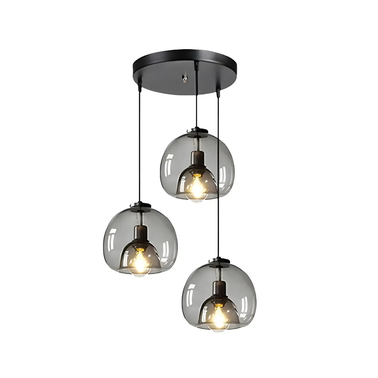 Modern Black Glass Globe Kitchen Pendant Light for Dining