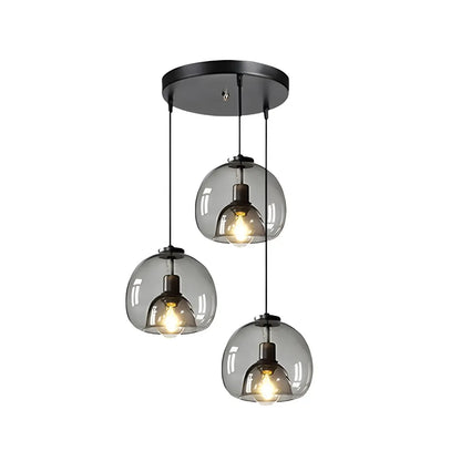 Modern Black Glass Globe Kitchen Pendant Light for Dining