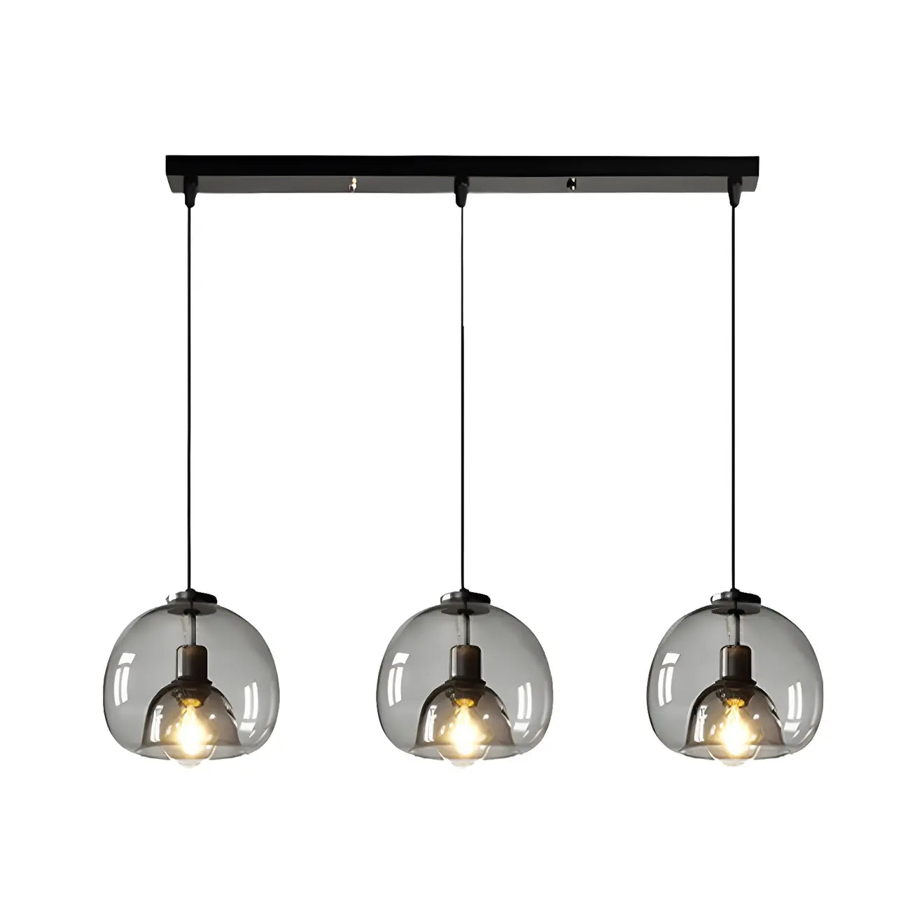 Modern Black Glass Globe Kitchen Pendant Light for Dining