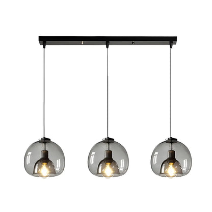 Modern Black Glass Globe Kitchen Pendant Light for Dining