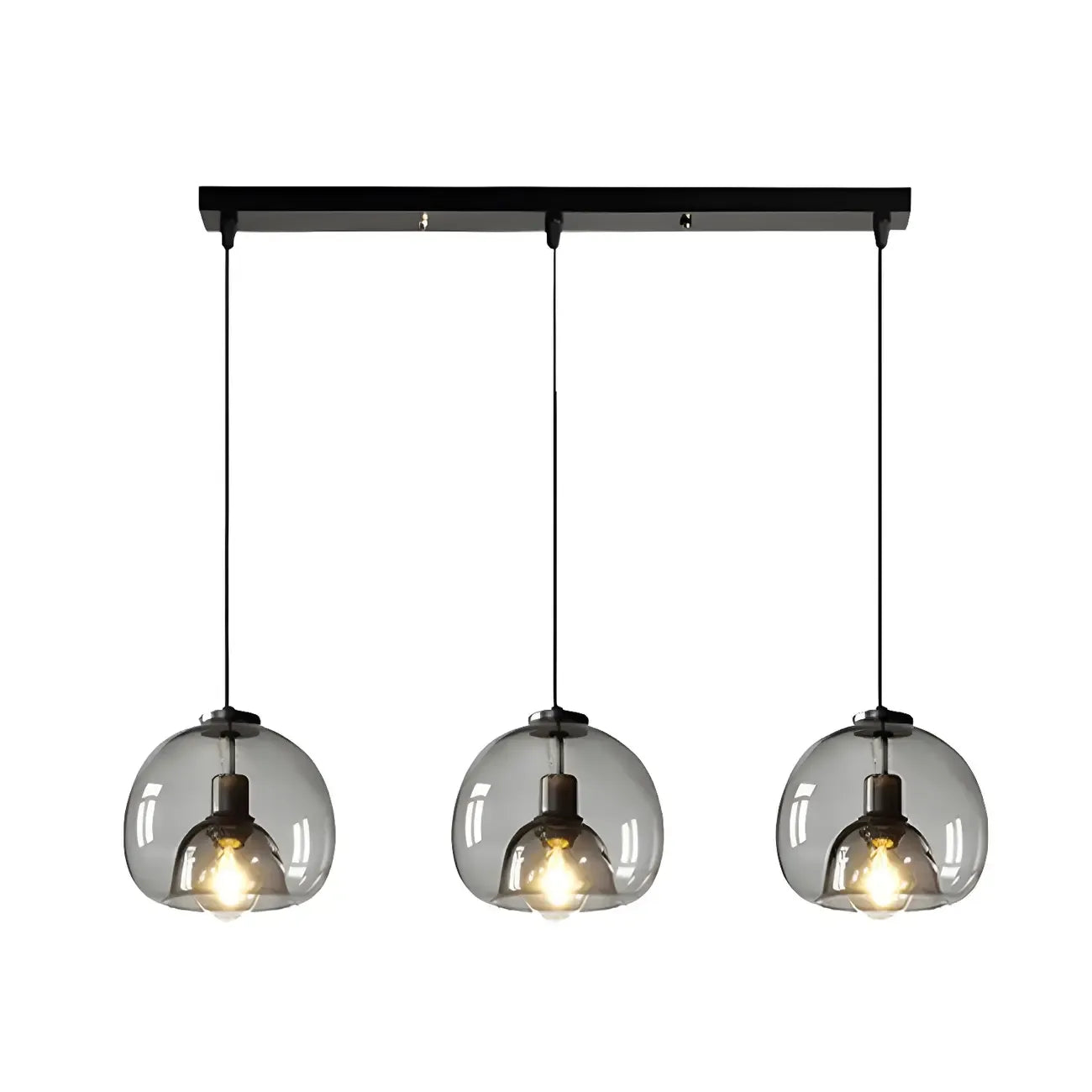 Modern Black Glass Globe Kitchen Pendant Light for Dining