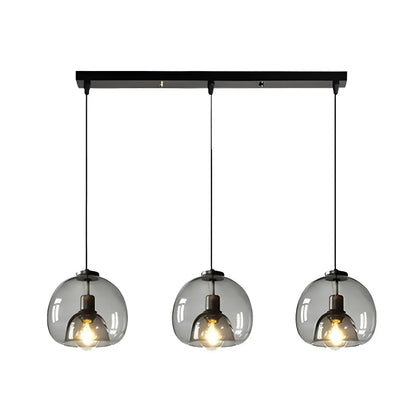 Modern Black Glass Globe Kitchen Pendant Light for Dining