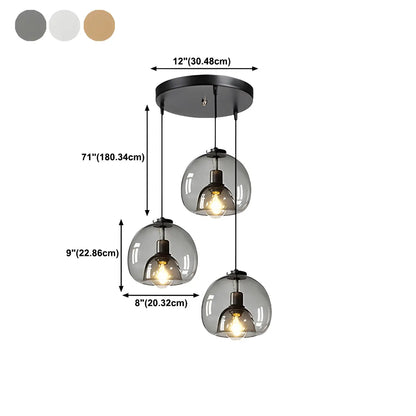 Modern Black Glass Globe Kitchen Pendant Light for Dining