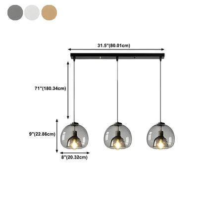 Modern Black Glass Globe Kitchen Pendant Light for Dining