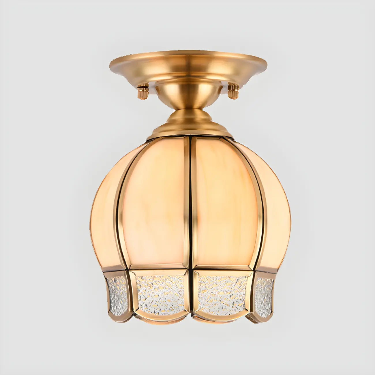 Colonial Dome Gold Glass Semi-Flush Mount Light