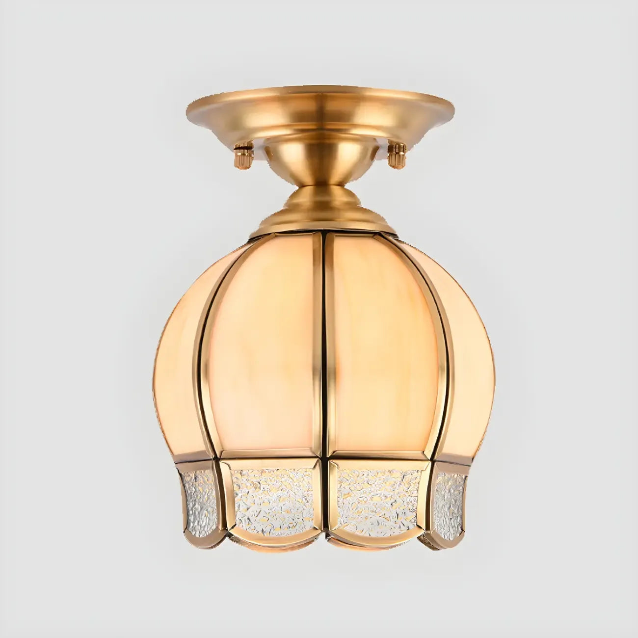 Colonial Dome Gold Glass Semi-Flush Mount Light