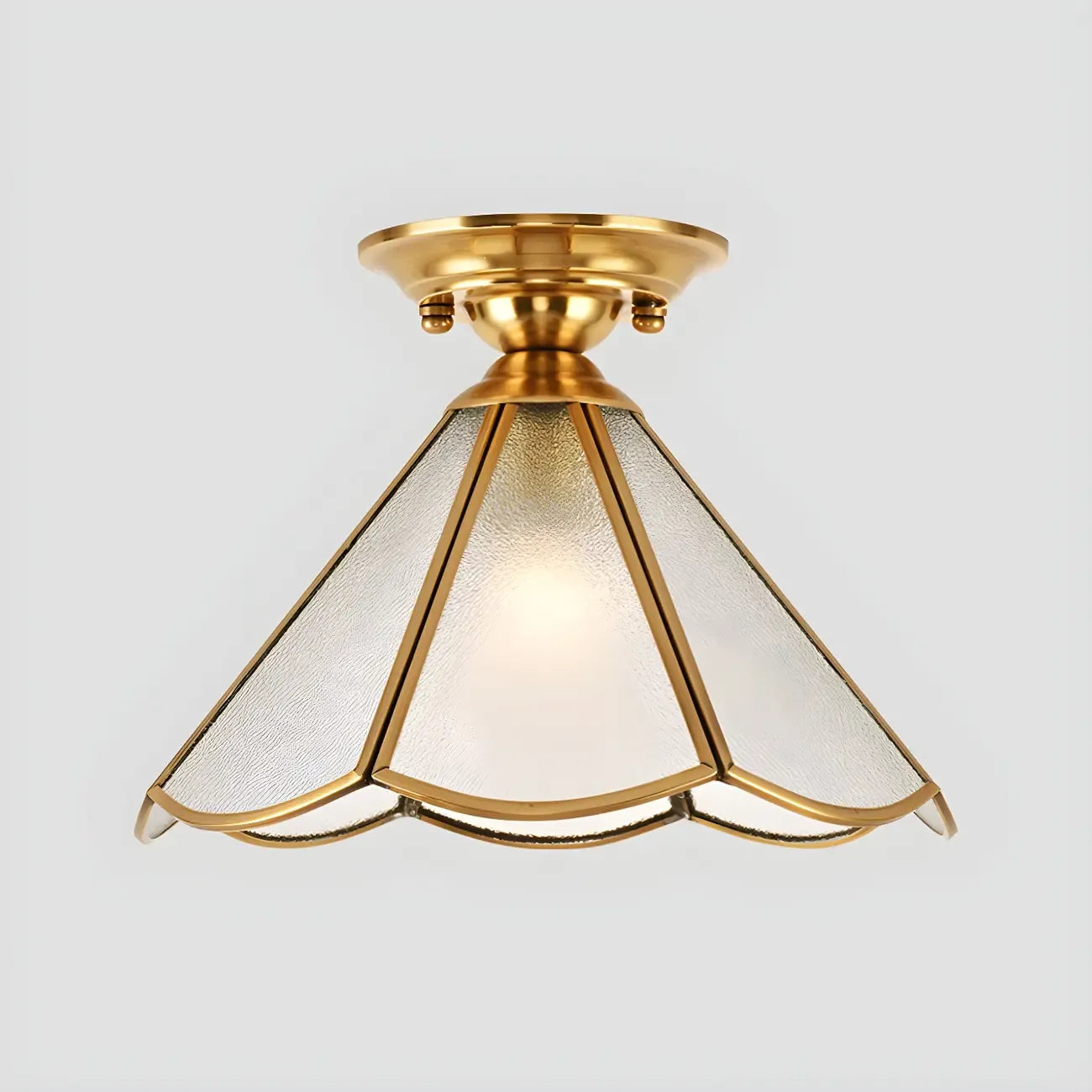 Colonial Dome Gold Glass Semi-Flush Mount Light