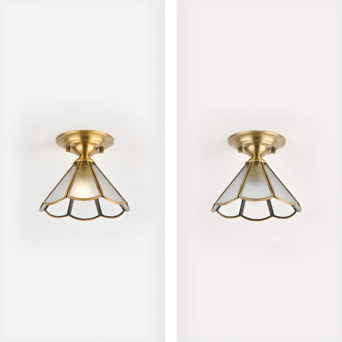 Colonial Dome Gold Glass Semi-Flush Mount Light